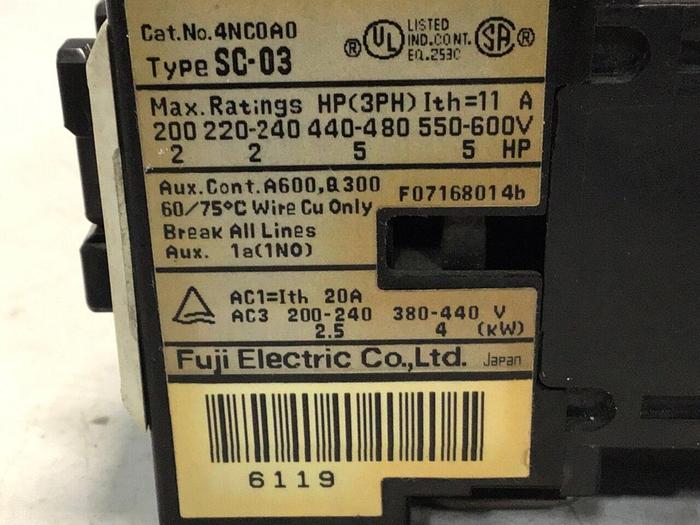 Used FUJI ELECTRIC Contactor SC-03 4NC0A0 Used