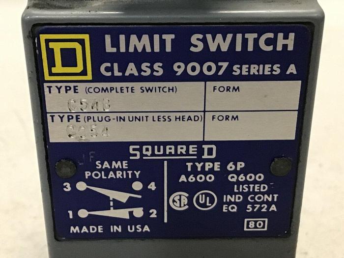 Used SQUARE D Limit Switch 9007-C54B #121691