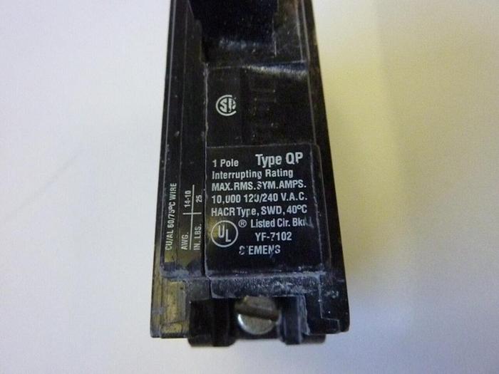 Used SIEMENS 20 Amp Circuit Breaker QP120 #27750