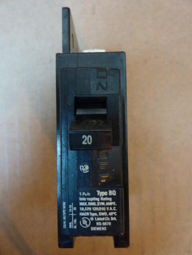 Used SIEMENS 20 Amp Circuit Breaker BQ120 #26977