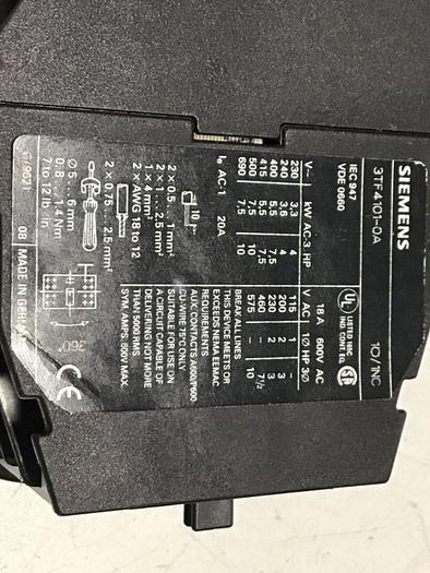 Used SIEMENS Contactor 3TF4101-0A #118023
