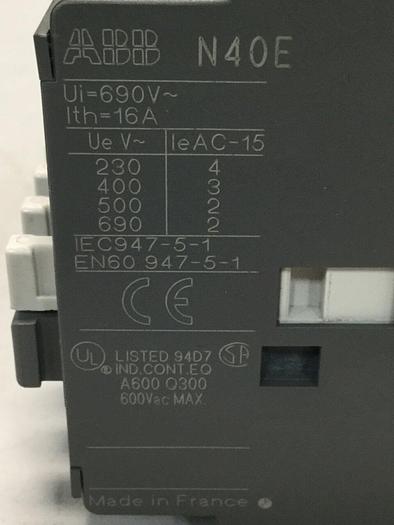 Used ABB Contactor Relay N40E #101939