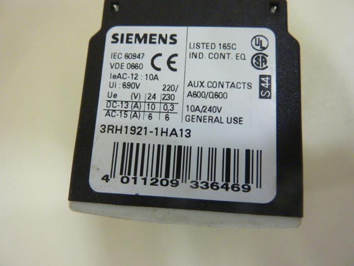 Used SIEMENS Auxiliary Contact Block 3RH1921-1HA13 #76158
