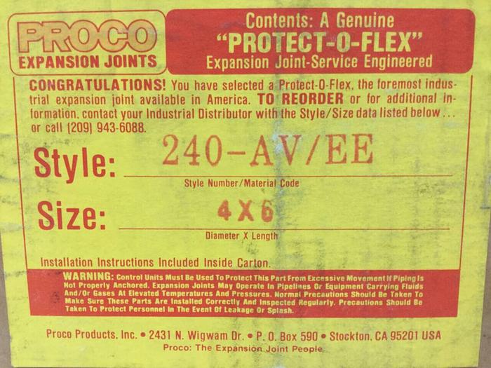 PROCO EXPANSIONS JOINTS Expansion Joint 240-AV/EE #98159