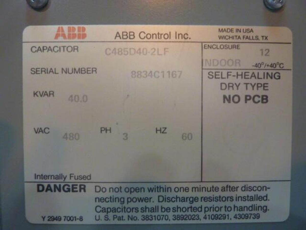 ABB Capacitor C485D40-2LF Used