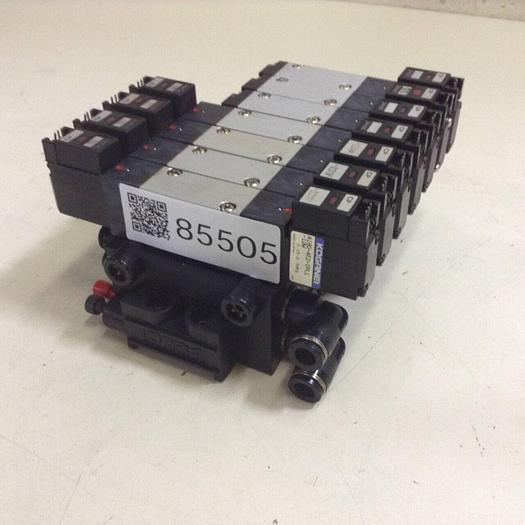 Used KOGANEI Manifold & Solenoid Valves A180-4E2-CPLL-12W #85505