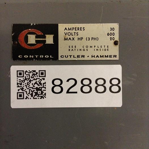 Used CUTLER HAMMER 30 Amp Heavy Duty Safety Switch 4105H311H #82888