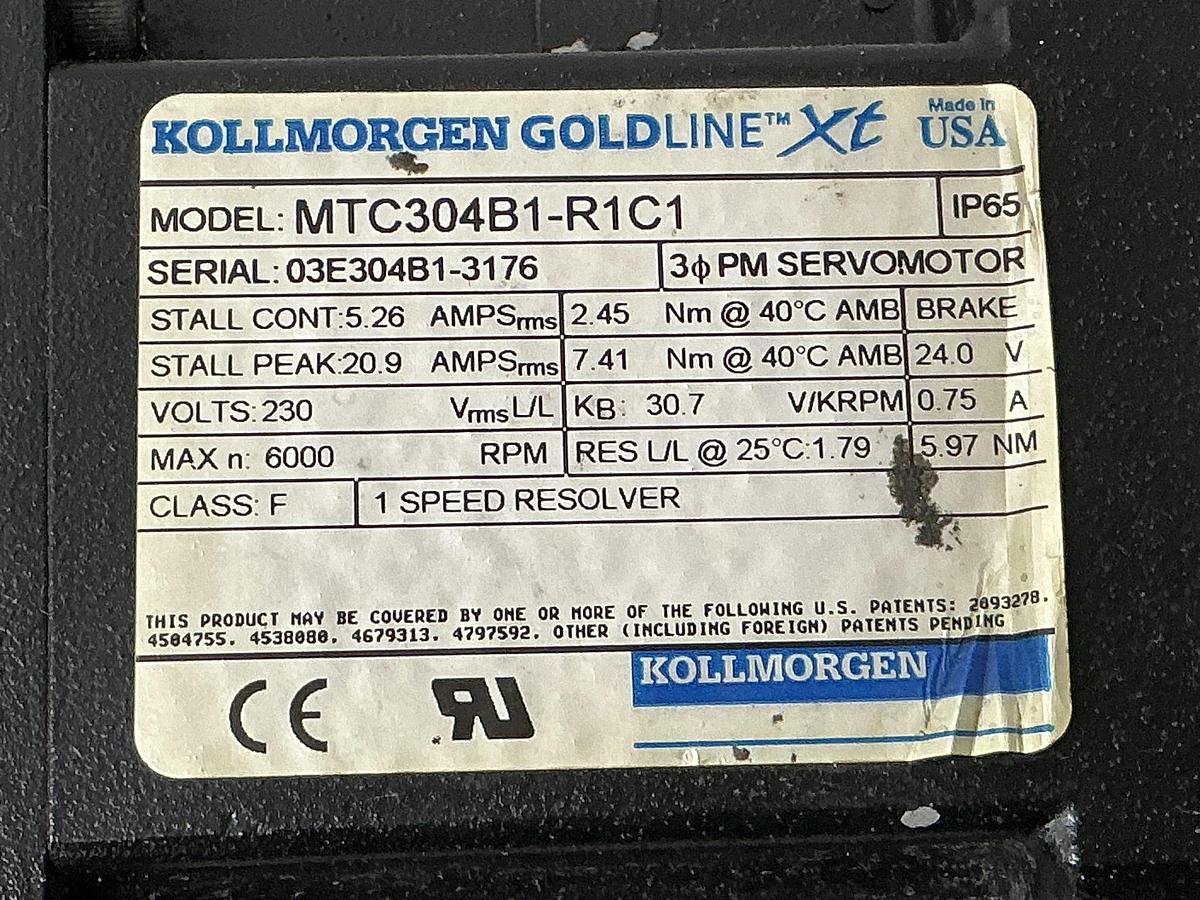 Used KOLLMORGEN GOLDLINE XT MTC304B1-R1C1