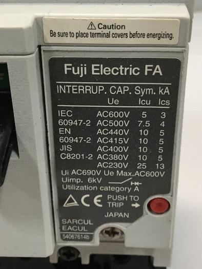 Used FUJI ELECTRIC 10 Amp Circuit Breaker SA53RCUL/10 #104495