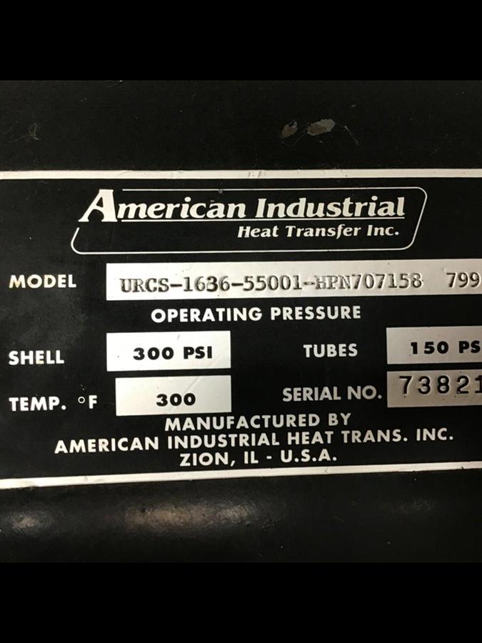Used AMERICAN INDUSTRIAL Heat Exchanger URCS-1636-55001-HPN707158 799 #136277
