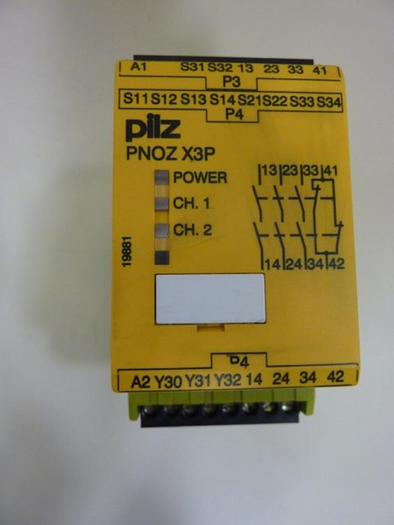 Used PILZ Safety Relay PNOZX3P24VDC24VAC3N/O1N/C1SO #61933