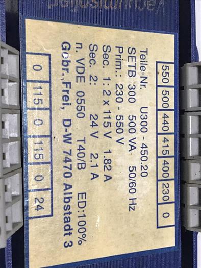 Used VACUUMISOLIERT Transformer 500 VA U300-450.20 #115796