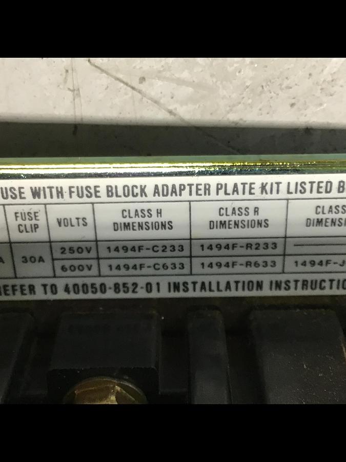 Used ALLEN BRADLEY 1494F-J633 Ser A Dissconnect Switch Used #140977