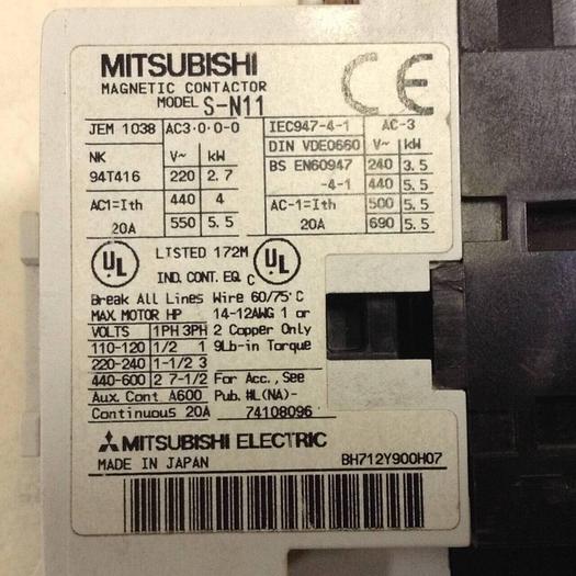 Used MITSUBISHI Magnetic Contactor S-N11 #88705