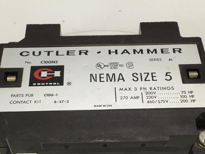 Used CUTLER HAMMER Contactor C10GN3 #109051