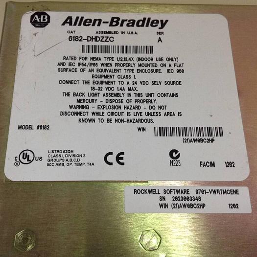 Used ALLEN BRADLEY Interface Panel 6182-DHDZZC SER A Used