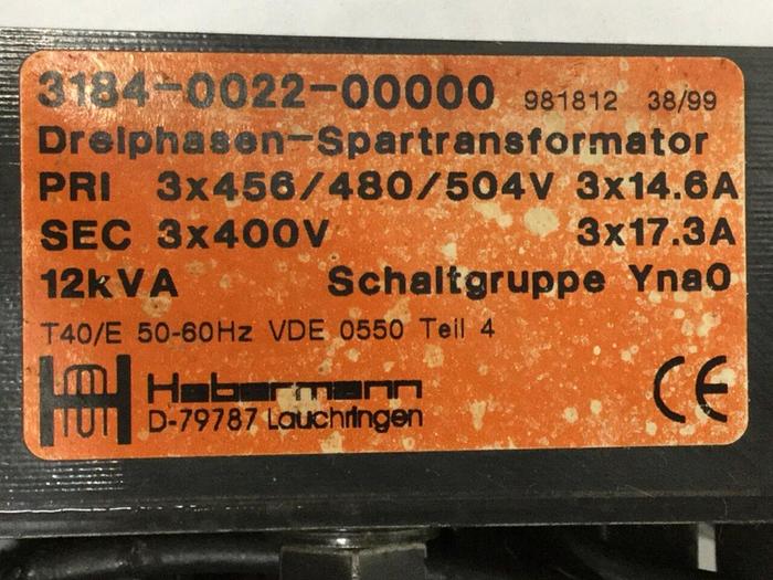 Used HABERMANN 12 kVA Transformer 3184-0022-00000 #104959
