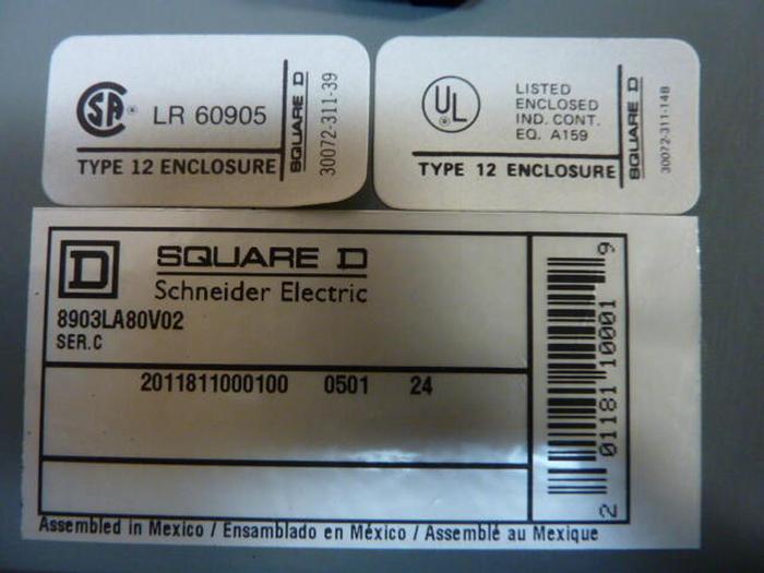 Used SQUARE D Lighting Contactor 8903LA80V02 Used