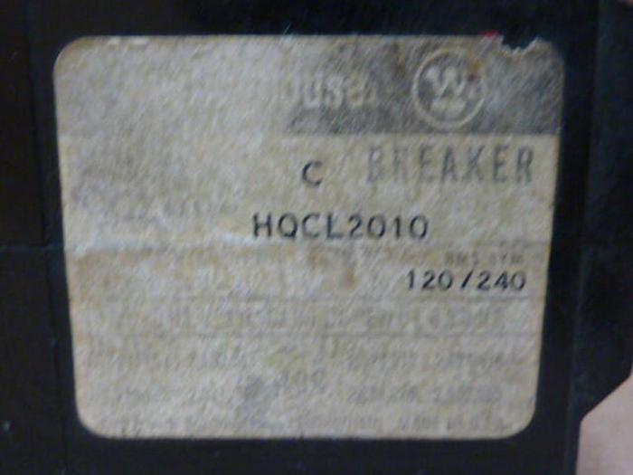 Used WESTINGHOUSE 10 Amp Circuit Breaker HQCL2010 #31344