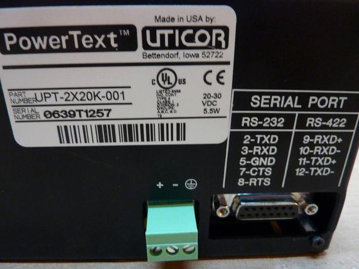 UTICOR Operator Interface UPT-2X20K-001 #23288