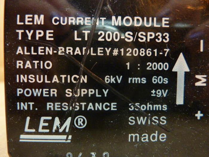 Used ALLEN BRADLEY LEM Current Module LT 200-S/SP33 #34681