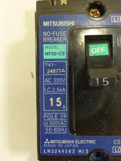 Used MITSUBISHI 15 Amp Circuit Breaker NF30-CS-15 #60800
