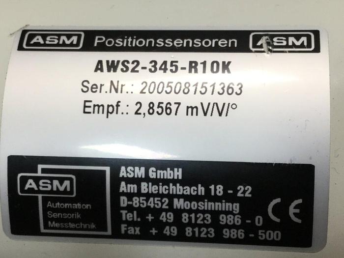 Used ASM Analogue Angle Sensor AWS2-345-R10K #103578