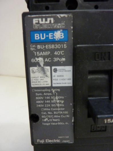 Used FUJI ELECTRIC 15 Amp Circuit Breaker BU-ESB3015 #60752