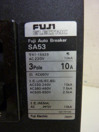 Used FUJI ELECTRIC 10 Amp Auto Circuit Breaker SA53-10 #60730