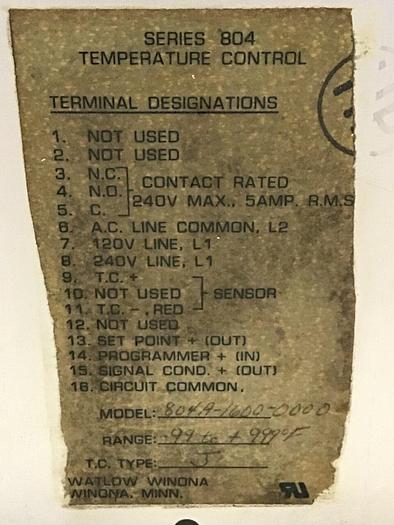 Used WATLOW Temperature Control 804A-1600-0000 Used