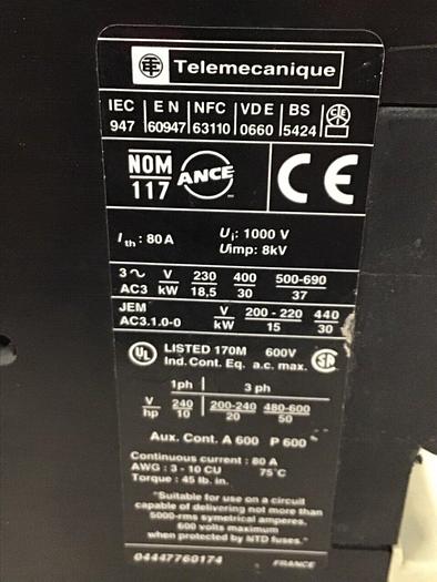 Used TELEMECANIQUE Contactor LC1D6511 USED
