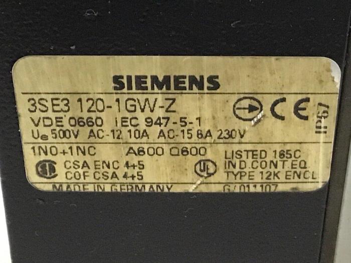Used SIEMENS Limit Switch3 3SE3 120-1GW-Z #121170