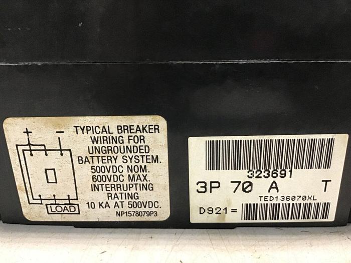 Used GENERAL ELECTRIC 70 Amp Circuit Breaker w/ Switch TED136070XL #135210