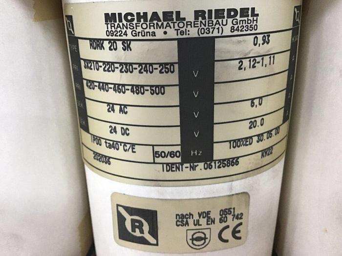 Used MICHAEL RIEDEL .93 kVA Transformer RDRK 20 SK USED #131914