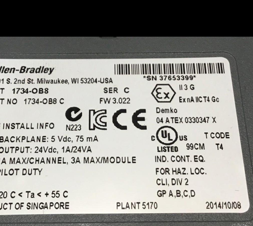 Used ALLEN BRADLEY Output Module 1734-OB8 SER C USED