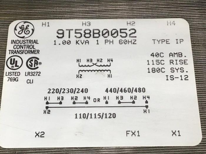 Used GENERAL ELECTRIC / GE 1.00 kVA Transformer 9T58B0052 Used