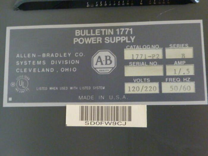 Used ALLEN BRADLEY Power Supply 1771-P2 SER B #32635