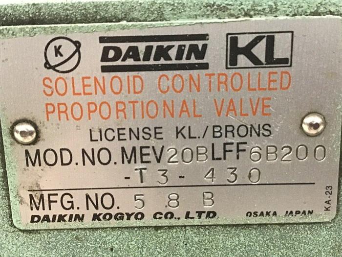Used DAIKIN Valve MEV20BLFF6B200-T3-430 #137721