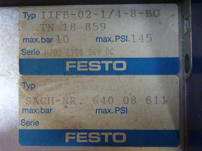 Used FESTO Control Block / Valve Terminal IFB8-02 #52831