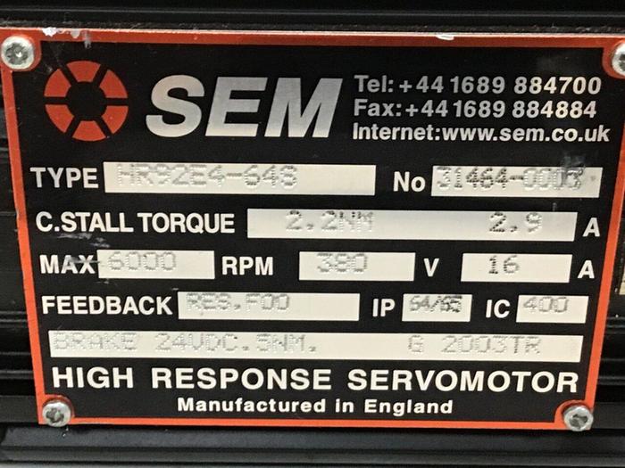 Used SEM High Response Servo Motor HR92E4-64S Used