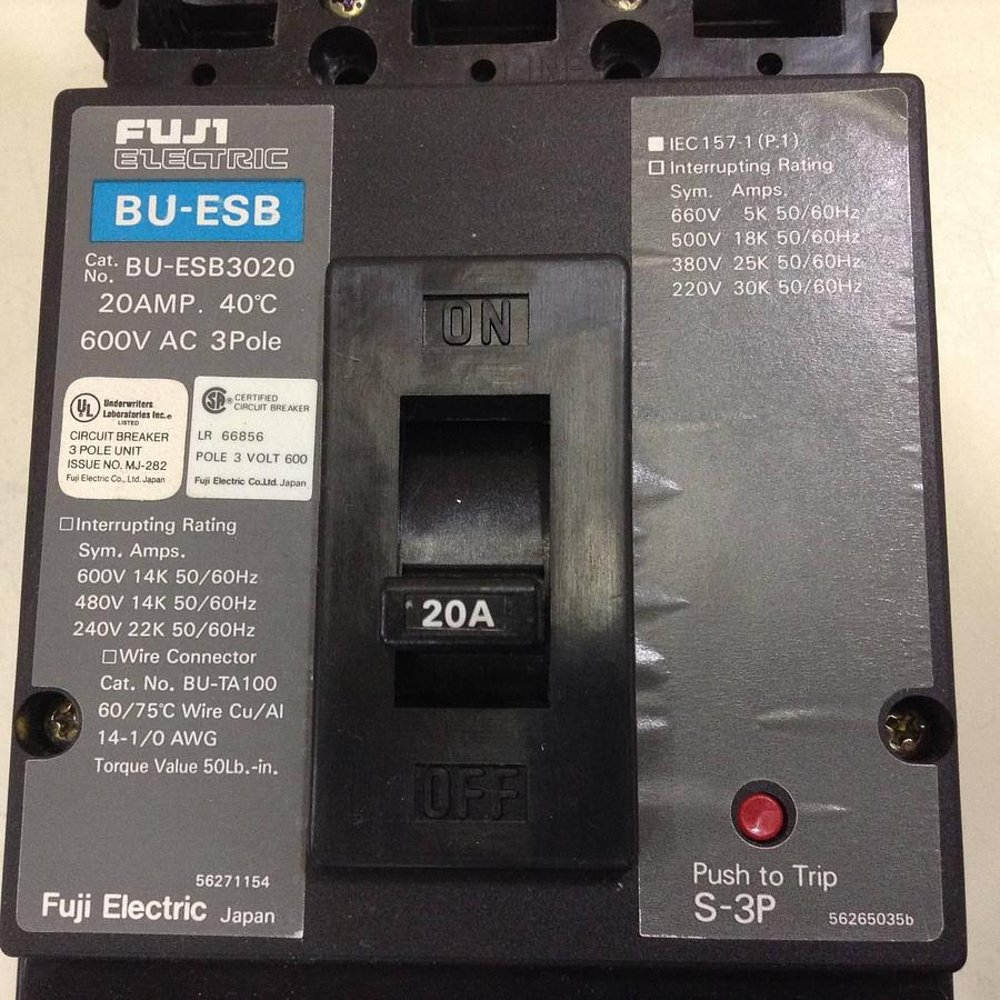 Used FUJI ELECTRIC 20 Amp Circuit Breaker BU-ESB3020 Used