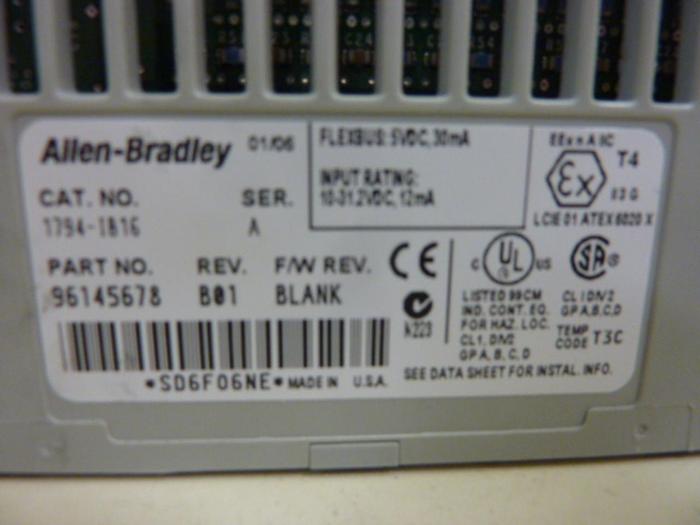 Used ALLEN BRADLEY Input Module 1794-IB16 SER A #66712