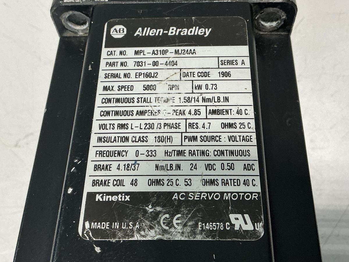 Used ALLEN BRADLEY MPL-A310P-MJ24AA