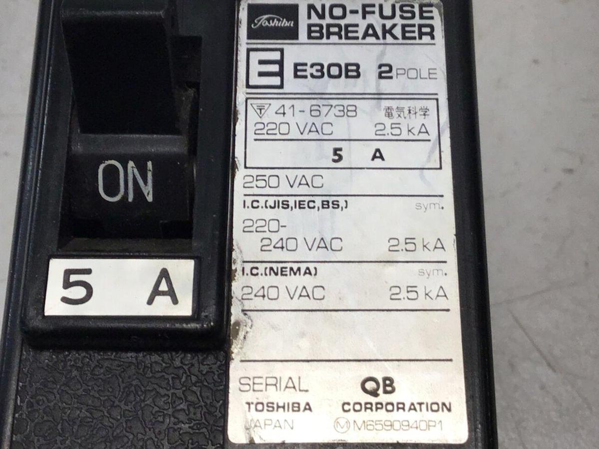 Used TOSHIBA No-Fuse Breaker 5 Amp E30B-5A #119689