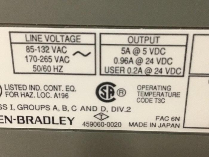 Used ALLEN BRADLEY Power Supply, Slot Rack 1746-P2 SER C / 1746-A10 SER B #128820
