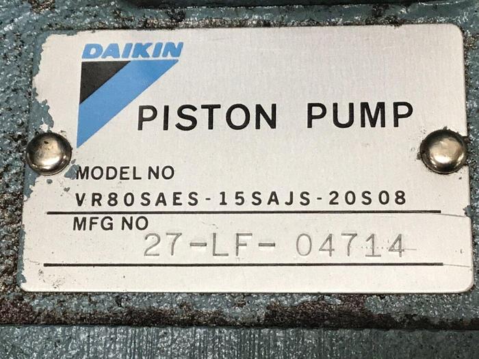 Used DAIKIN Hydraulic Piston Pump VR80SAES-15SAJS-20S08 Used