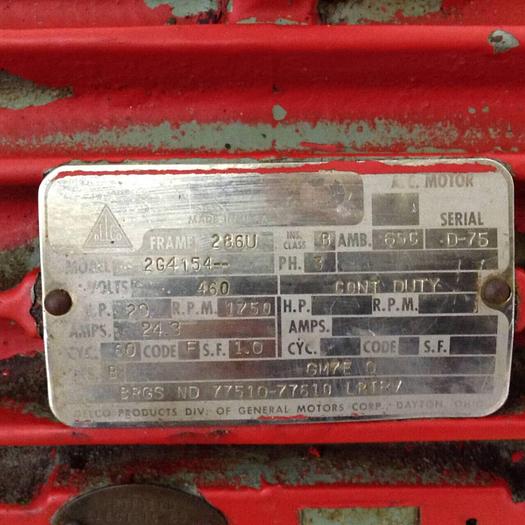 Used DELCO 20 HP AC Motor 2G4154 USED