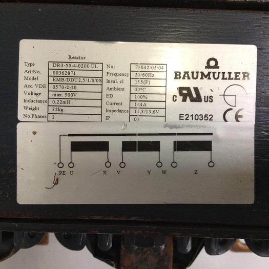 Used BAUMULLER Reactor EMB/DDU2.5/1/0/0S #86680