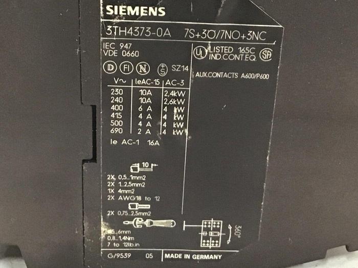 Used SIEMENS Contactor 3TH4373-0A Used