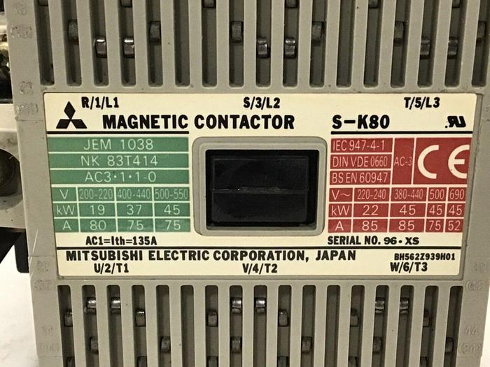 Used MITSUBISHI Magnetic Contactor S-K80 #112422